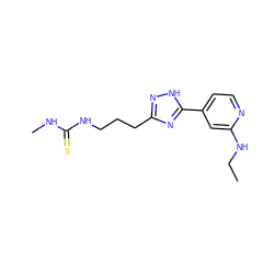 CCNc1cc(-c2nc(CCCNC(=S)NC)n[nH]2)ccn1 ZINC000026264206