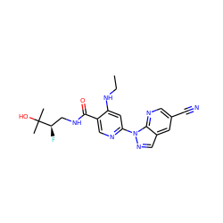 CCNc1cc(-n2ncc3cc(C#N)cnc32)ncc1C(=O)NC[C@@H](F)C(C)(C)O ZINC001772597457