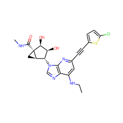 CCNc1cc(C#Cc2ccc(Cl)s2)nc2c1ncn2[C@H]1[C@H](O)[C@H](O)[C@]2(C(=O)NC)C[C@H]12 ZINC000473135010