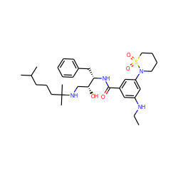 CCNc1cc(C(=O)N[C@@H](Cc2ccccc2)[C@H](O)CNC(C)(C)CCCC(C)C)cc(N2CCCCS2(=O)=O)c1 ZINC000042804037