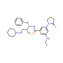 CCNc1cc(C(=O)N[C@@H](Cc2ccccc2)[C@H](O)CNC2CCCCC2)cc(N2CCCC2=O)c1 ZINC000013133641