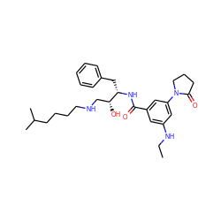 CCNc1cc(C(=O)N[C@@H](Cc2ccccc2)[C@H](O)CNCCCCC(C)C)cc(N2CCCC2=O)c1 ZINC000028978402