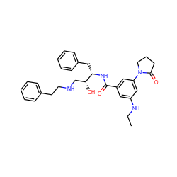 CCNc1cc(C(=O)N[C@@H](Cc2ccccc2)[C@H](O)CNCCc2ccccc2)cc(N2CCCC2=O)c1 ZINC000028978442