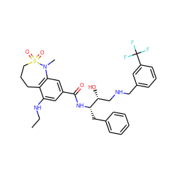 CCNc1cc(C(=O)N[C@@H](Cc2ccccc2)[C@H](O)CNCc2cccc(C(F)(F)F)c2)cc2c1CCCS(=O)(=O)N2C ZINC000042921860