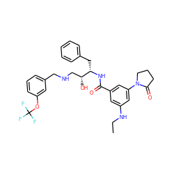 CCNc1cc(C(=O)N[C@@H](Cc2ccccc2)[C@H](O)CNCc2cccc(OC(F)(F)F)c2)cc(N2CCCC2=O)c1 ZINC000028978585