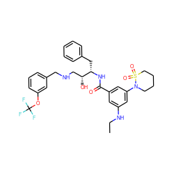 CCNc1cc(C(=O)N[C@@H](Cc2ccccc2)[C@H](O)CNCc2cccc(OC(F)(F)F)c2)cc(N2CCCCS2(=O)=O)c1 ZINC000029039604