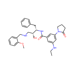 CCNc1cc(C(=O)N[C@@H](Cc2ccccc2)[C@H](O)CNCc2ccccc2OC)cc(N2CCCC2=O)c1 ZINC000028978429