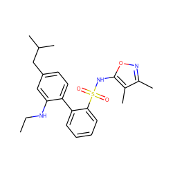 CCNc1cc(CC(C)C)ccc1-c1ccccc1S(=O)(=O)Nc1onc(C)c1C ZINC000013782438