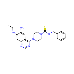 CCNc1cc2ncnc(N3CCN(C(=S)NCc4ccccc4)CC3)c2cc1N ZINC000013528670