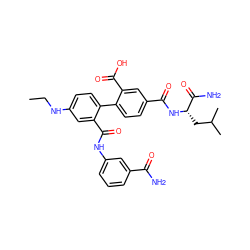 CCNc1ccc(-c2ccc(C(=O)N[C@@H](CC(C)C)C(N)=O)cc2C(=O)O)c(C(=O)Nc2cccc(C(N)=O)c2)c1 ZINC000028639794