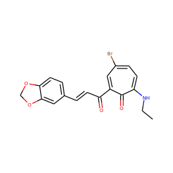 CCNc1ccc(Br)cc(C(=O)/C=C/c2ccc3c(c2)OCO3)c1=O ZINC000004667434