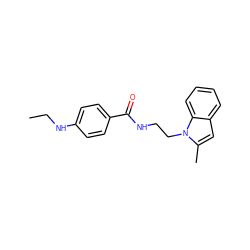 CCNc1ccc(C(=O)NCCn2c(C)cc3ccccc32)cc1 ZINC000169351769