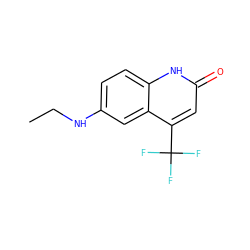 CCNc1ccc2[nH]c(=O)cc(C(F)(F)F)c2c1 ZINC000014968381