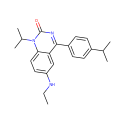 CCNc1ccc2c(c1)c(-c1ccc(C(C)C)cc1)nc(=O)n2C(C)C ZINC000045335979