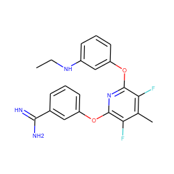 CCNc1cccc(Oc2nc(Oc3cccc(C(=N)N)c3)c(F)c(C)c2F)c1 ZINC000013474014