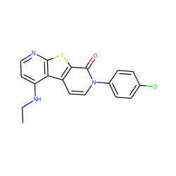 CCNc1ccnc2sc3c(=O)n(-c4ccc(Cl)cc4)ccc3c12 ZINC000035284019