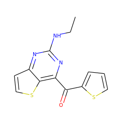 CCNc1nc(C(=O)c2cccs2)c2sccc2n1 ZINC000029049941