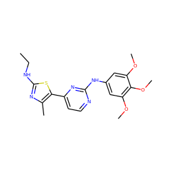 CCNc1nc(C)c(-c2ccnc(Nc3cc(OC)c(OC)c(OC)c3)n2)s1 ZINC000035997162