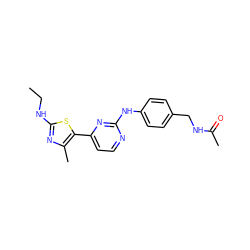 CCNc1nc(C)c(-c2ccnc(Nc3ccc(CNC(C)=O)cc3)n2)s1 ZINC000035996783