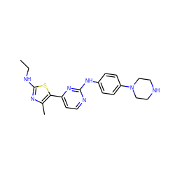 CCNc1nc(C)c(-c2ccnc(Nc3ccc(N4CCNCC4)cc3)n2)s1 ZINC000063539890