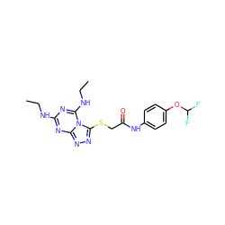 CCNc1nc(NCC)n2c(SCC(=O)Nc3ccc(OC(F)F)cc3)nnc2n1 ZINC000011025973