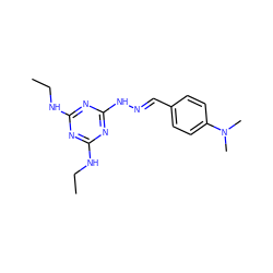 CCNc1nc(NCC)nc(N/N=C/c2ccc(N(C)C)cc2)n1 ZINC000004186430