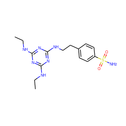 CCNc1nc(NCC)nc(NCCc2ccc(S(N)(=O)=O)cc2)n1 ZINC000028475846