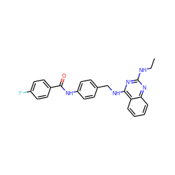 CCNc1nc(NCc2ccc(NC(=O)c3ccc(F)cc3)cc2)c2ccccc2n1 ZINC000084618978