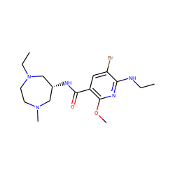 CCNc1nc(OC)c(C(=O)N[C@@H]2CN(C)CCN(CC)C2)cc1Br ZINC000022928184