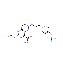 CCNc1nc2c(c(C(N)=O)n1)CN(C(=O)CCc1ccc(OC(F)(F)F)cc1)CC2 ZINC000095588912