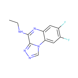 CCNc1nc2cc(F)c(F)cc2n2cnnc12 ZINC000026293449