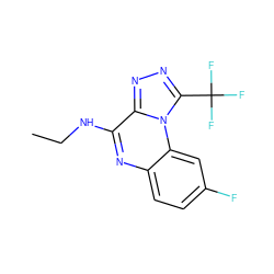 CCNc1nc2ccc(F)cc2n2c(C(F)(F)F)nnc12 ZINC000026377196