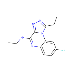 CCNc1nc2ccc(F)cc2n2c(CC)nnc12 ZINC000026376021