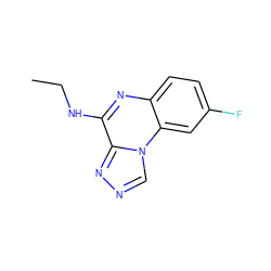 CCNc1nc2ccc(F)cc2n2cnnc12 ZINC000026295937