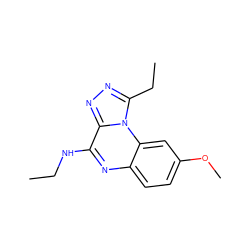 CCNc1nc2ccc(OC)cc2n2c(CC)nnc12 ZINC000026378170