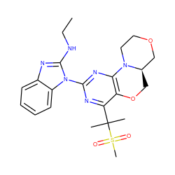 CCNc1nc2ccccc2n1-c1nc2c(c(C(C)(C)S(C)(=O)=O)n1)OC[C@@H]1COCCN21 ZINC000221364682