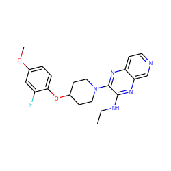 CCNc1nc2cnccc2nc1N1CCC(Oc2ccc(OC)cc2F)CC1 ZINC000653665412