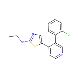 CCNc1ncc(-c2ccncc2-c2ccccc2Cl)s1 ZINC000473111228