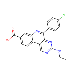 CCNc1ncc2c(n1)c(-c1ccc(Cl)cc1)nc1cc(C(=O)O)ccc12 ZINC000073222386