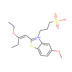 CCO/C(=C/c1sc2ccc(OC)cc2[n+]1CCCS(=O)(=O)O)CC ZINC000004737245