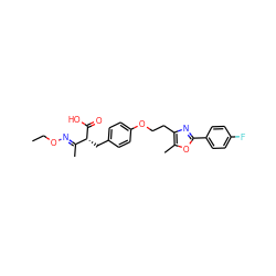 CCO/N=C(\C)[C@@H](Cc1ccc(OCCc2nc(-c3ccc(F)cc3)oc2C)cc1)C(=O)O ZINC000028702643