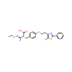 CCO/N=C(\C)[C@@H](Cc1ccc(OCCc2nc(-c3ccccc3)oc2C)cc1)C(=O)O ZINC000028702553