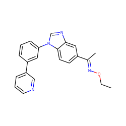 CCO/N=C(\C)c1ccc2c(c1)ncn2-c1cccc(-c2cccnc2)c1 ZINC000003928446