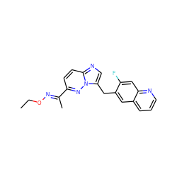 CCO/N=C(\C)c1ccc2ncc(Cc3cc4cccnc4cc3F)n2n1 ZINC000096170302