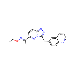 CCO/N=C(\C)c1ccc2nnc(Cc3ccc4ncccc4c3)n2n1 ZINC000096170348