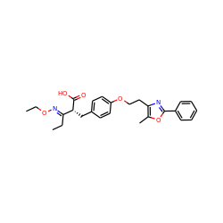 CCO/N=C(\CC)[C@@H](Cc1ccc(OCCc2nc(-c3ccccc3)oc2C)cc1)C(=O)O ZINC000028702577