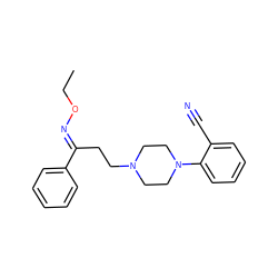 CCO/N=C(\CCN1CCN(c2ccccc2C#N)CC1)c1ccccc1 ZINC000096316497