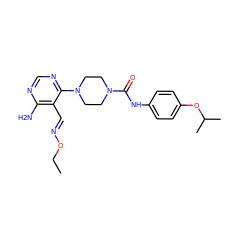 CCO/N=C/c1c(N)ncnc1N1CCN(C(=O)Nc2ccc(OC(C)C)cc2)CC1 ZINC000028824260