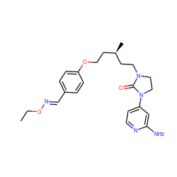 CCO/N=C/c1ccc(OCC[C@@H](C)CCN2CCN(c3ccnc(N)c3)C2=O)cc1 ZINC000098208611