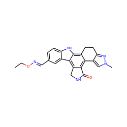 CCO/N=C/c1ccc2[nH]c3c4c(c5c(c3c2c1)CNC5=O)-c1cn(C)nc1CC4 ZINC000029041251